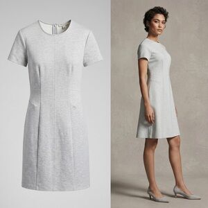 MM LaFleur Coretta Twill Ponte Dress in Light Heather Gray Sz. 16